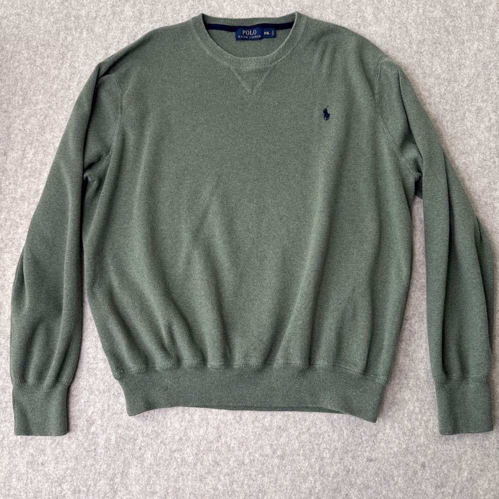 Polo Ralph Lauren Crewneck Sweater Mens XXL Green Classic Fit Cotton Preppy